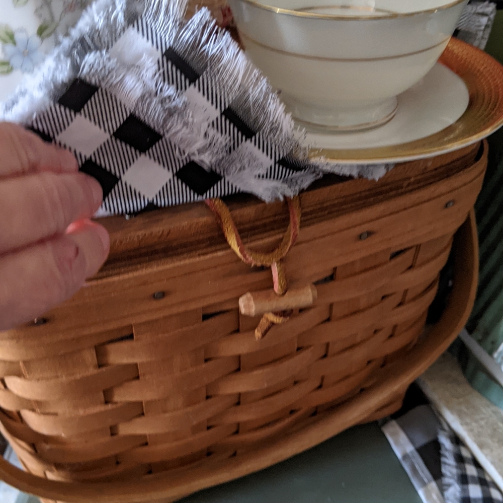 Longaberger picnic basket two handles.